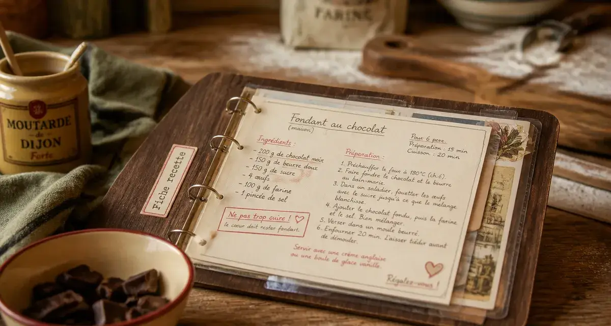 Fiche recettes de cuisine : classeur à anneaux en cuisine