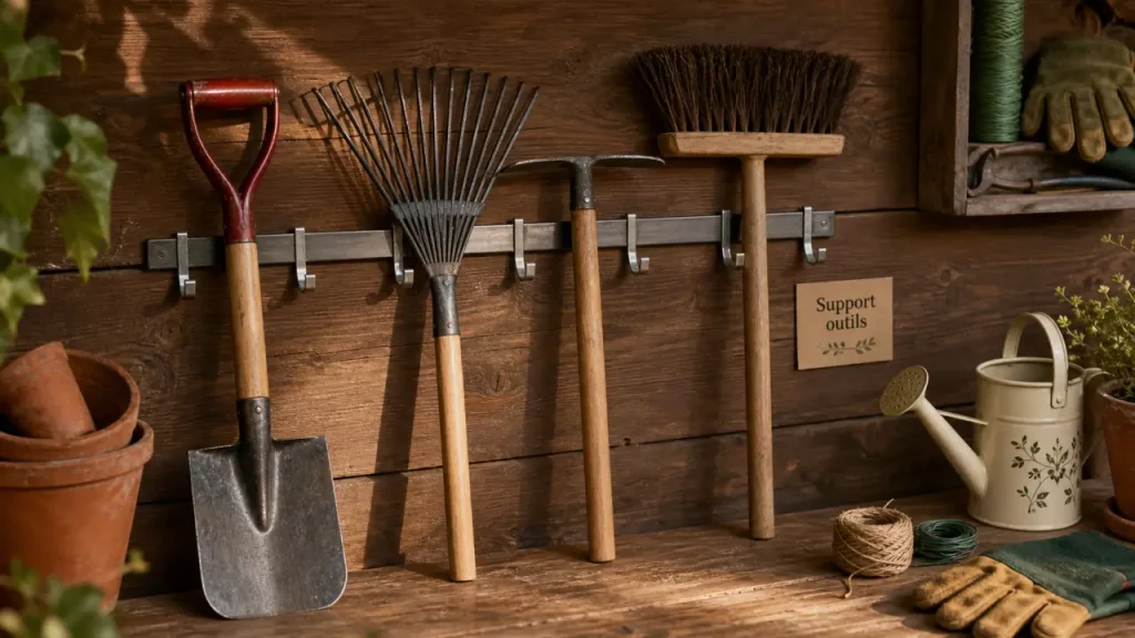 Support pour outils de jardinage : mural, vertical ou DIY, lequel choisir selon vos outils ?