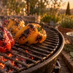 Barbecue poivron grillé : peau noircie et chair fondante