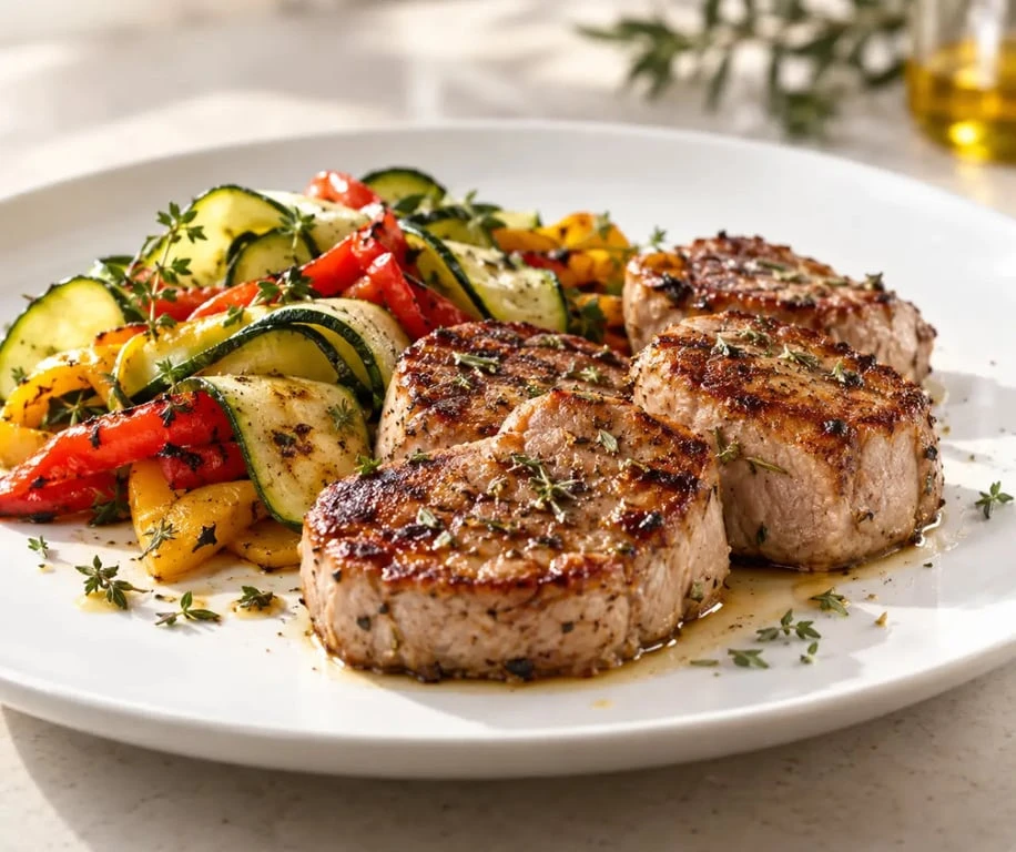 Filet mignon plancha à la provençale avec légumes grillés
