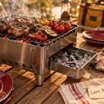 Mini barbecue compact pour cuisiner dehors, grille fumante au charbon