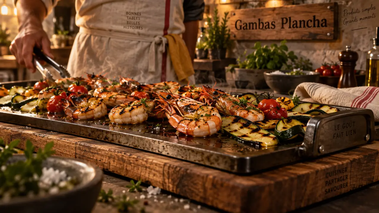 Recette plancha : gambas et légumes grillés d’été sur plancha